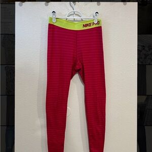 Nike Pro Red and Yellow Leggings